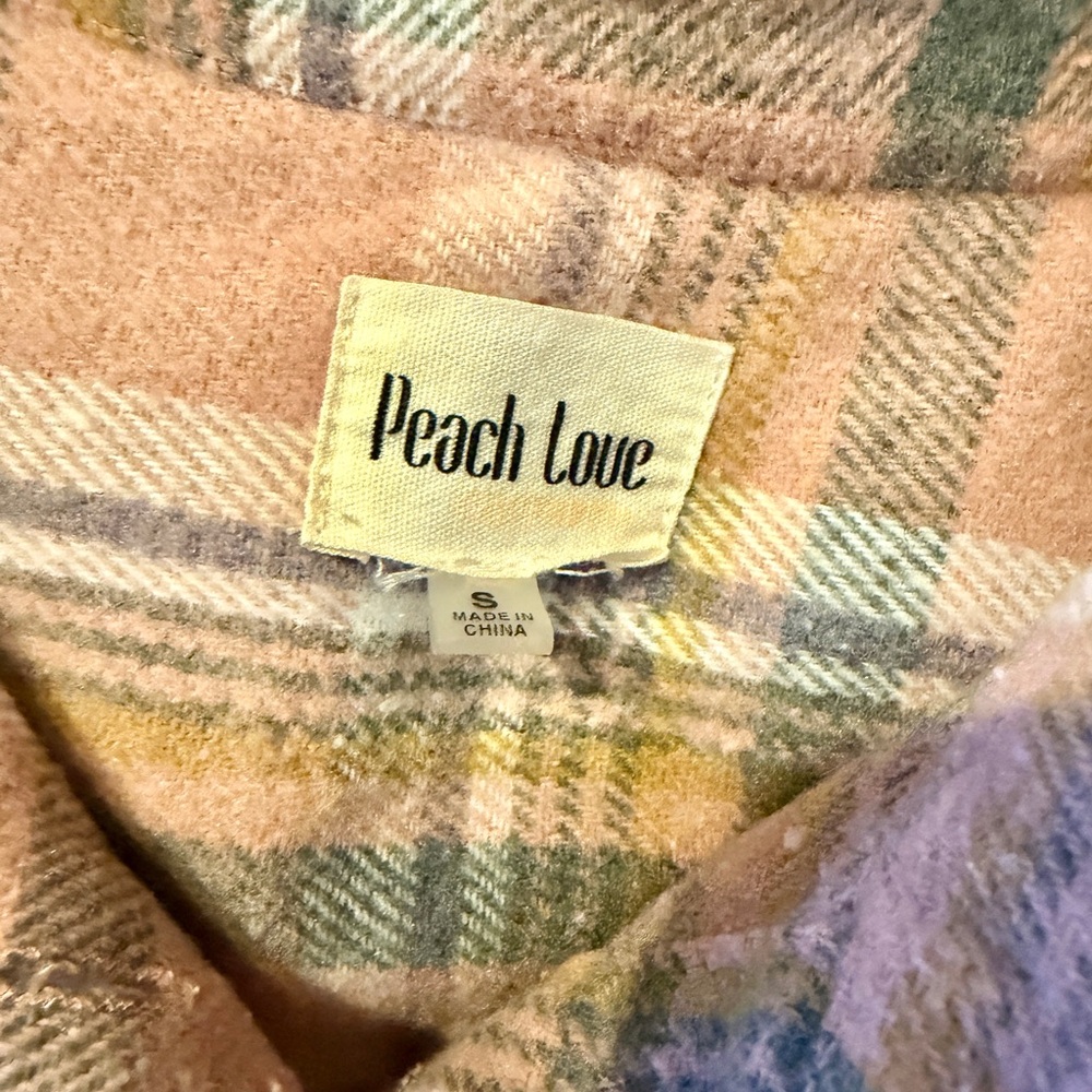 Peach Love California Plaid Button-Down Shirt Peach and Gray - Picture 8 of 10